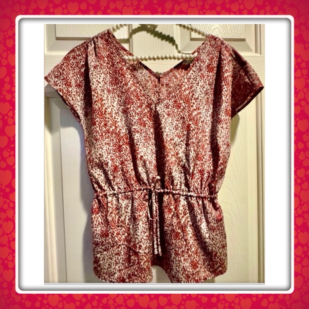 Banana Republic top - brick red, gray, tan, cream - petite extra small XS